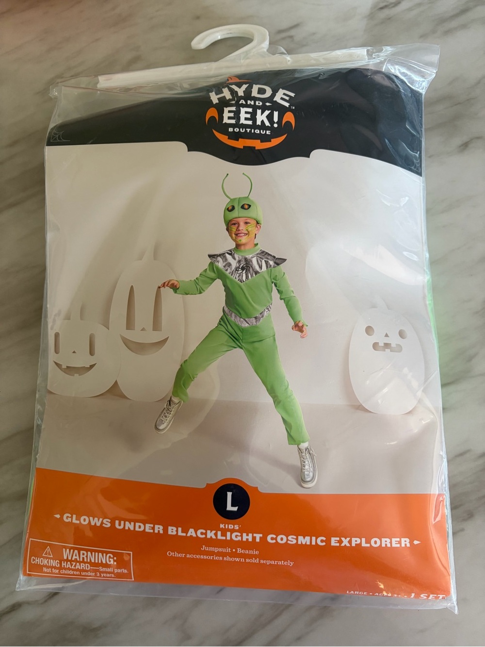 Hyde & EEK! NWT Kids Cosmic Explorer Alien Halloween Costume Blacklight Size L